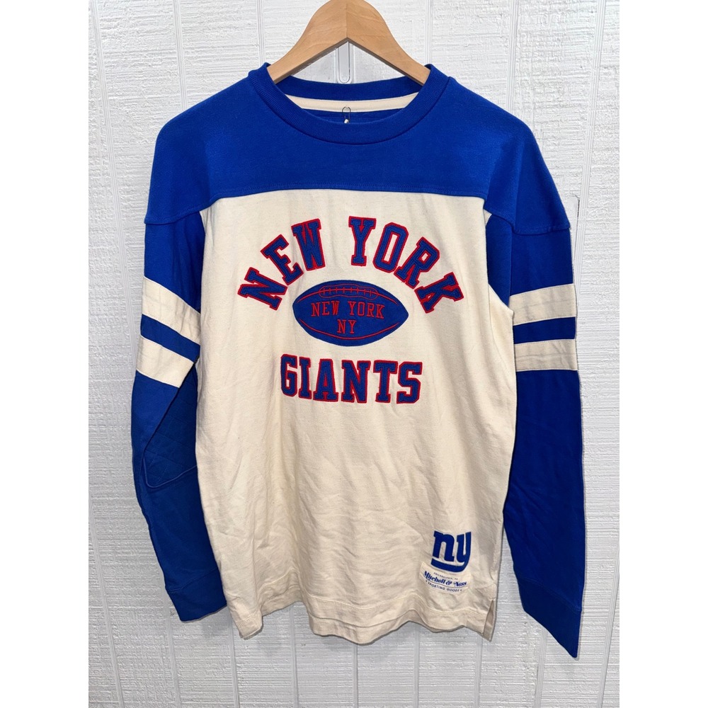 Mitchell & Ness NFL Long Sleeve Shirt Women Blue NY Giants Throwback Medium